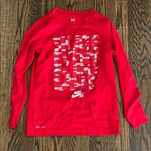 Nike Kids Bright Red Dri-FIT Long Sleeve Tee
